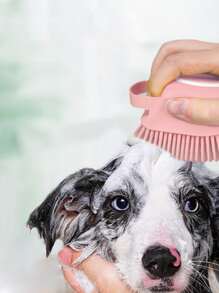 1pc Multi-function Pet Bath Brush For Dog And Cat For Shower - Pink - View 1
