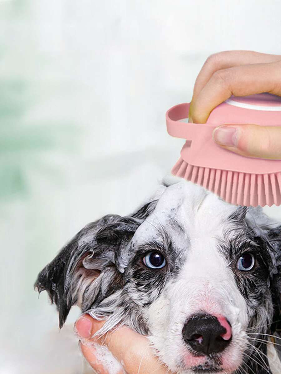 1pc Multi-function Pet Bath Brush For Dog And Cat For Shower - Pink - View 1
