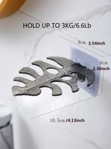 1pc Self Adhesive Toothbrush Holder, Creative Palm Leaf Design Bathroom Storage Rack For Shaver - Dark Grey - View 2