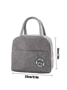 1pc Patch Decor Lunch Bag - Grey - View 3