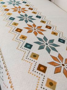 1pc Vintage Non-slip Sofa Towel, Geometric Pattern Sofa Pad For All Season - Beige - View 6