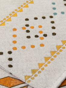 1pc Vintage Non-slip Sofa Towel, Geometric Pattern Sofa Pad For All Season - Beige - View 7