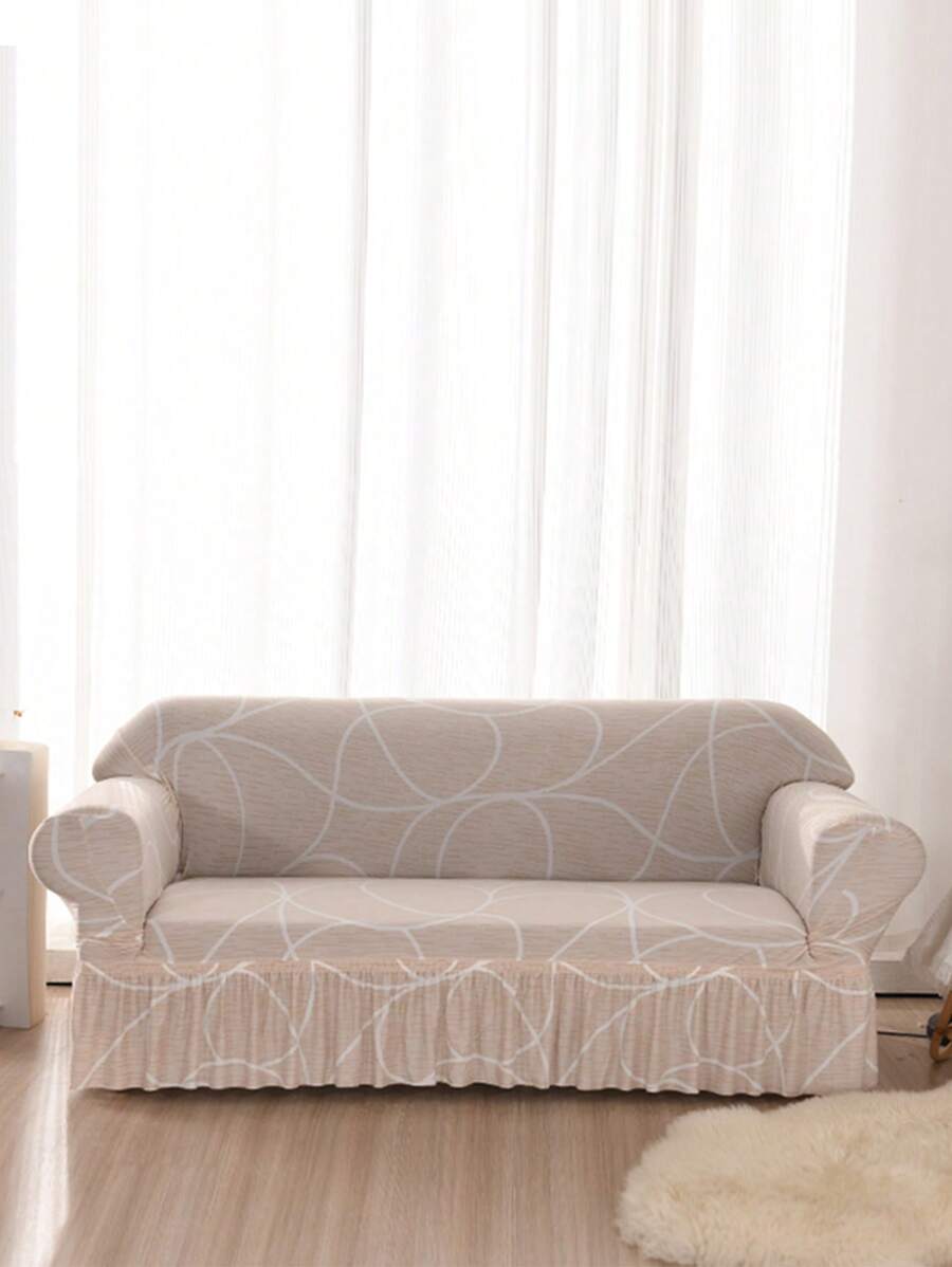 1 pieza Funda de sofá con patrón geométrico, funda de sofá elástica apta para mascotas de poliéster moderno para el hogar - Multicolor - Ver 1