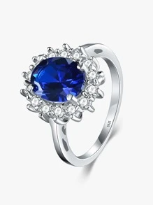 MODIAN 1pc Glamorous Cubic Zirconia Decor Silver Wedding Band For Women For Daily Decoration - Silver - View 1