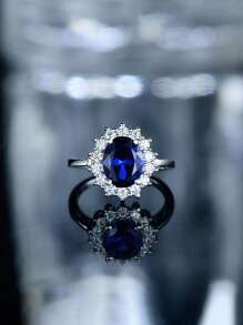 MODIAN 1pc Glamorous Cubic Zirconia Decor Silver Wedding Band For Women For Daily Decoration - Silver - View 2