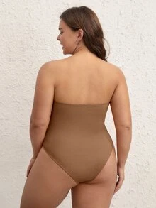 SHEIN BASICS Hơn Chất rắn Tube Bodysuit - màu nâu - Xem 3