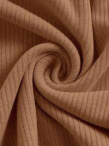 SHEIN BASICS Hơn Chất rắn Tube Bodysuit - màu nâu - Xem 7