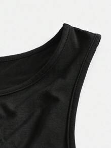 SHEIN BASICS Plus Solid Tank Top & Pencil Skirt - Black - View 4