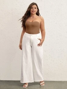 SHEIN BASICS Hơn Chất rắn Tube Bodysuit - màu nâu - Xem 6