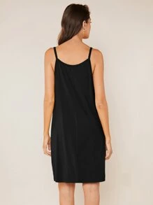 SHEIN BASICS Solid Cami Dress - Black - View 2
