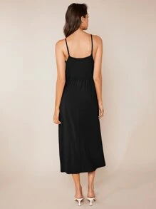 SHEIN BASICS Solid Cami Dress - Black - View 2