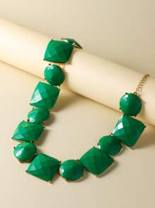 Vòng cổ trang trí hình học - màu xanh lá - Xem 1