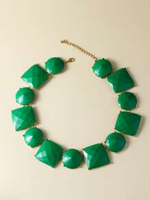 Vòng cổ trang trí hình học - màu xanh lá - Xem 2