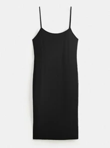 SHEIN BASICS Plus Solid Cami Dress - Black - View 4