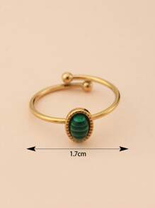 1 件 14K 镀金多巴胺风格巴洛克风格天然石装饰可调节不锈钢戒指，适合女性日常佩戴、礼物、不锈钢戒指、女士金戒指、ins 风格、万圣节、圣诞节、女士珠宝 - 彩色 - 查看 6