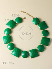 Vòng cổ trang trí hình học - màu xanh lá - Xem 3