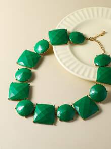 Vòng cổ trang trí hình học - màu xanh lá - Xem 4