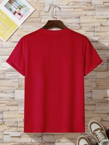 Manfinity Dauomo Men Solid Round Neck Tee - Red - View 2