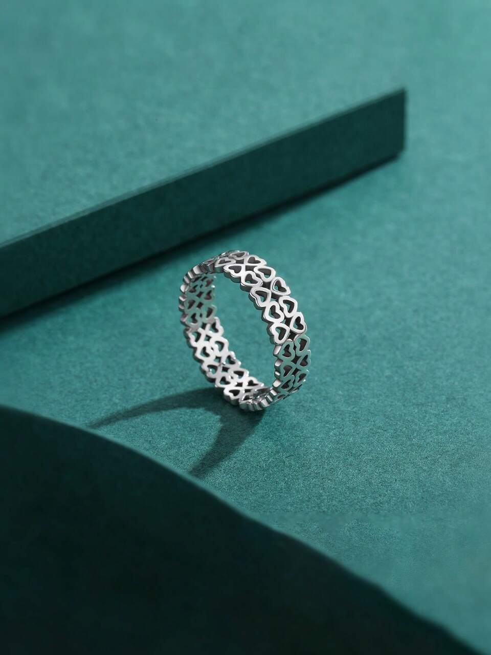 MODIAN 1pc Fashionable Heart Design Silver Ring For Women For Daily Decoration