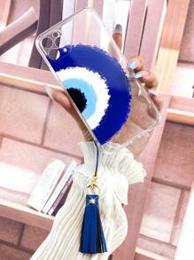 邪惡之眼圖案透明手機殼帶流蘇 - 彩色 - 查看 2