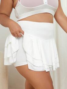 Skort de talle alto de dos capas bajo - Blanco - Ver 5