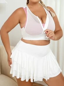 Skort de talle alto de dos capas bajo - Blanco - Ver 6