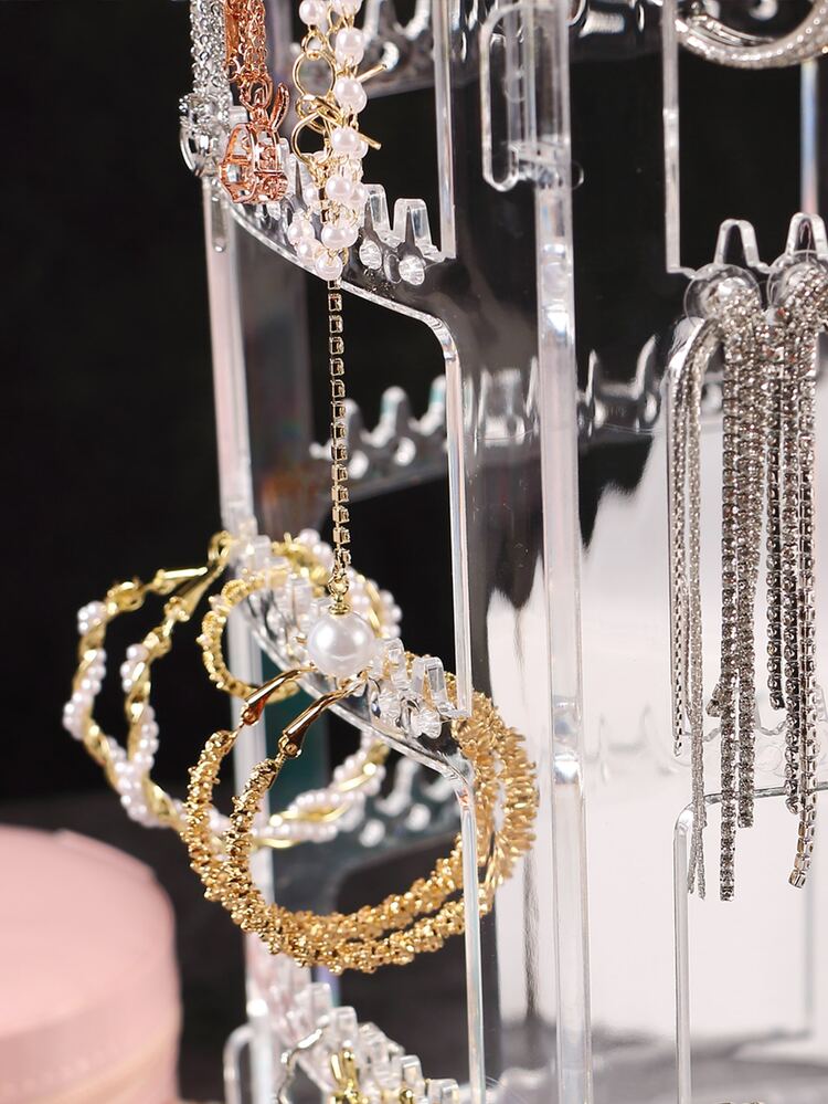 1pc Clear Jewelry Storage Box, Plastic Multi Layer Jewelry Display Rack For Household - Clear - View 4
