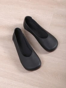 Elegant Ballet Flats For Women, Square Toe Slip-on Flats - Black - View 6