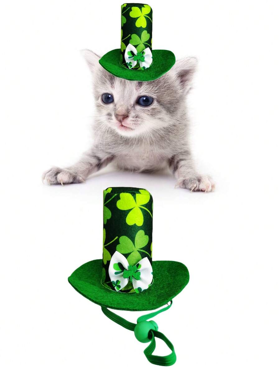 1pc Clover Print Pet Hat For Dog And Cat For Photo Prop Accessory - Multicolor - View 1