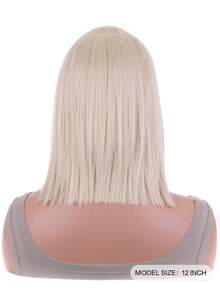 Tóc giả tổng hợp ngắn thẳng - Vàng - Xem 2