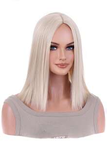 Tóc giả tổng hợp ngắn thẳng - Vàng - Xem 3