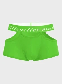 Hombres Calzoncillos boxer en contraste con cinta con letra - Verde - Ver 1