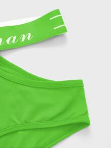 Hombres Calzoncillos boxer en contraste con cinta con letra - Verde - Ver 4