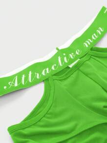 Hombres Calzoncillos boxer en contraste con cinta con letra - Verde - Ver 5