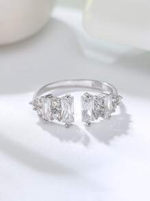 1 Đính Đá Cubic Zirconia Quyến Rũ Trang Trí Bạc Vòng Tay Cưới Ban Nhạc Cho Nữ Làm Quà Tặng - Bạc - Xem 2