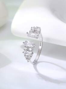 1 Đính Đá Cubic Zirconia Quyến Rũ Trang Trí Bạc Vòng Tay Cưới Ban Nhạc Cho Nữ Làm Quà Tặng - Bạc - Xem 4