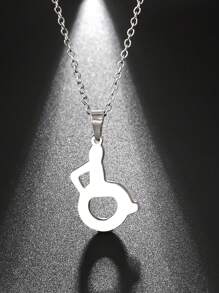 人物墜飾項鍊 - 銀色 - 查看 1