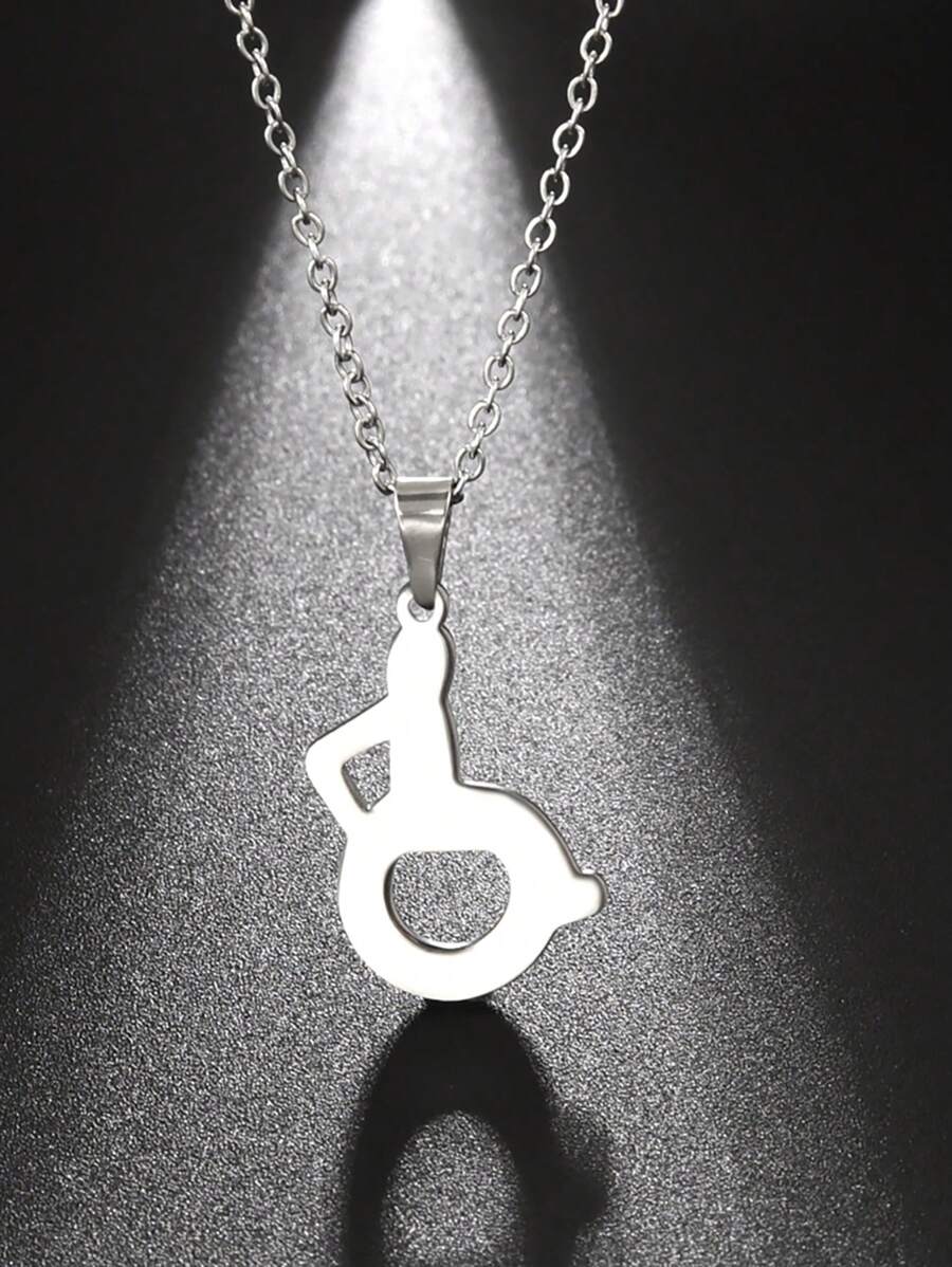 人物墜飾項鍊 - 銀色 - 查看 1