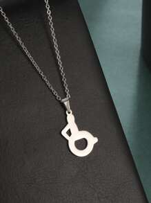 人物墜飾項鍊 - 銀色 - 查看 2