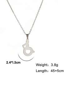 人物墜飾項鍊 - 銀色 - 查看 3