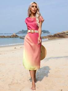 GENKIRA Đầm Chia Ombre Giải trí - Nhiều màu - Xem 4