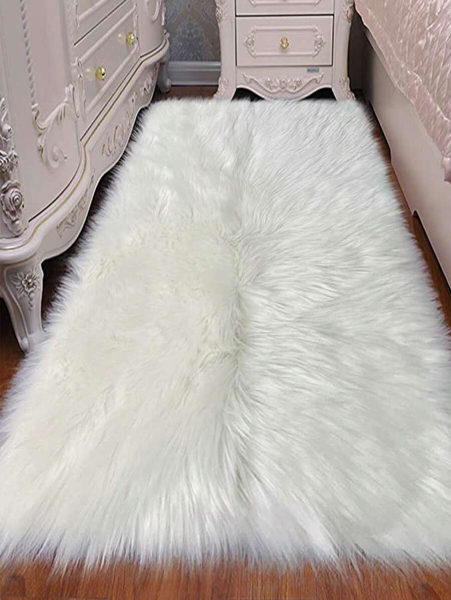 1入組柔軟毛絨小地毯厚毛絨地毯適用於客廳和臥室地板家居裝飾