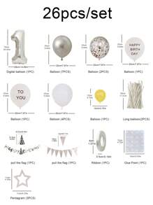 26入組標語圖案數字形狀小氣球 - 彩色 - 查看 3