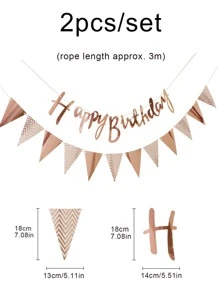 2pcs/Set Birthday Party Decorative Banner, Modern Paper Letter Decor Pull Flag For Birthday Party