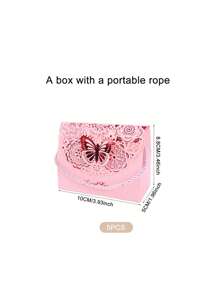 5入組鏤空蝴蝶和花細節禮物盒 - 粉色 - 查看 3