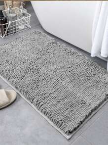 Solid Color Chenille Microfiber Floor Mat, Grey Bath Mat For Bathroom Home Bathroom Decor Bath Rug Floor Carpet Outdoor Rug Door Mat Summer Bathroom Accessories - Grey - View 2