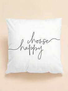 Letter Graphic Cushion Cover Without Filler - White - View 1