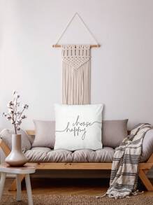 Letter Graphic Cushion Cover Without Filler - White - View 4
