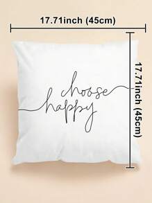 Letter Graphic Cushion Cover Without Filler - White - View 7