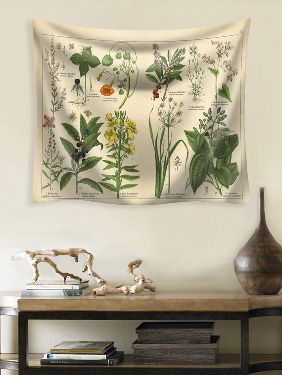 1入組植物圖案掛毯現代家居布藝牆毯 - 彩色 - 查看 1